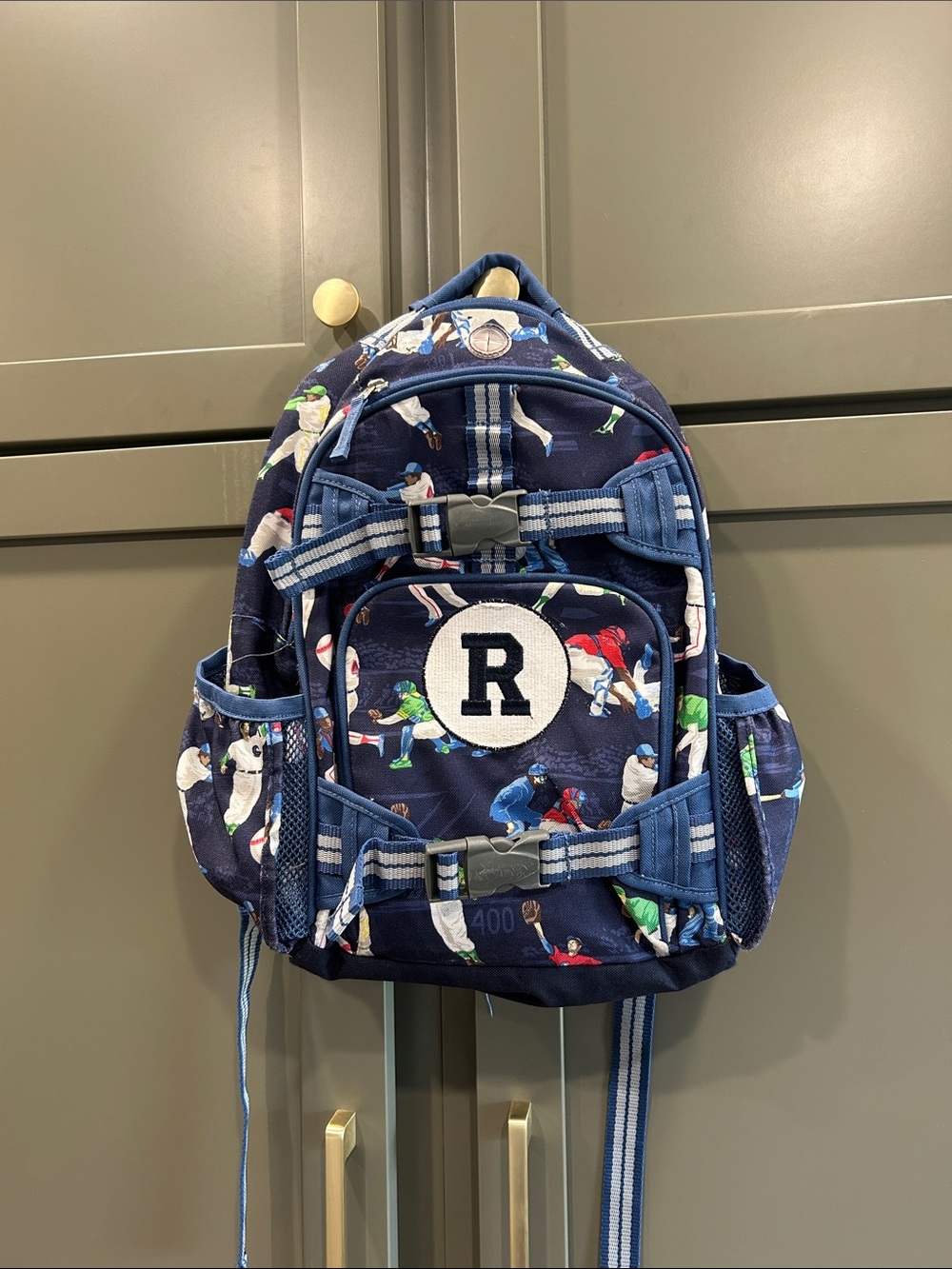 Pottery Barn Kids McKenzie small backpack with “R” initial